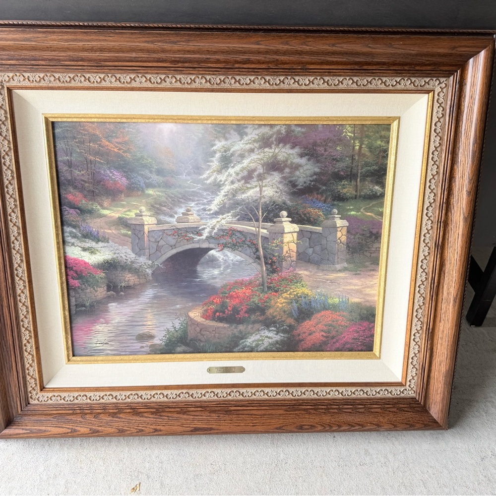 Thomas Kinkade Bridge of Hope Framed & Signed, Signing Event Holy 3 Lamp Post